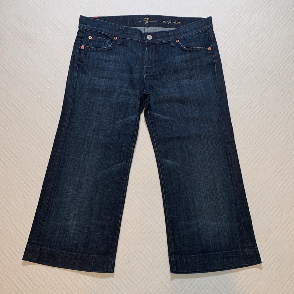 7 for All Mankind 7FAM Dojo Crop Jeans, Dark Wash Denim, Wide Leg, Size 29 - Picture 3 of 16